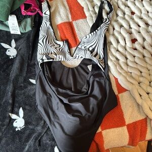 Black and White One Piece Swimsuit